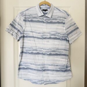 Express Men's Casual Blue and White Button Down Shirt